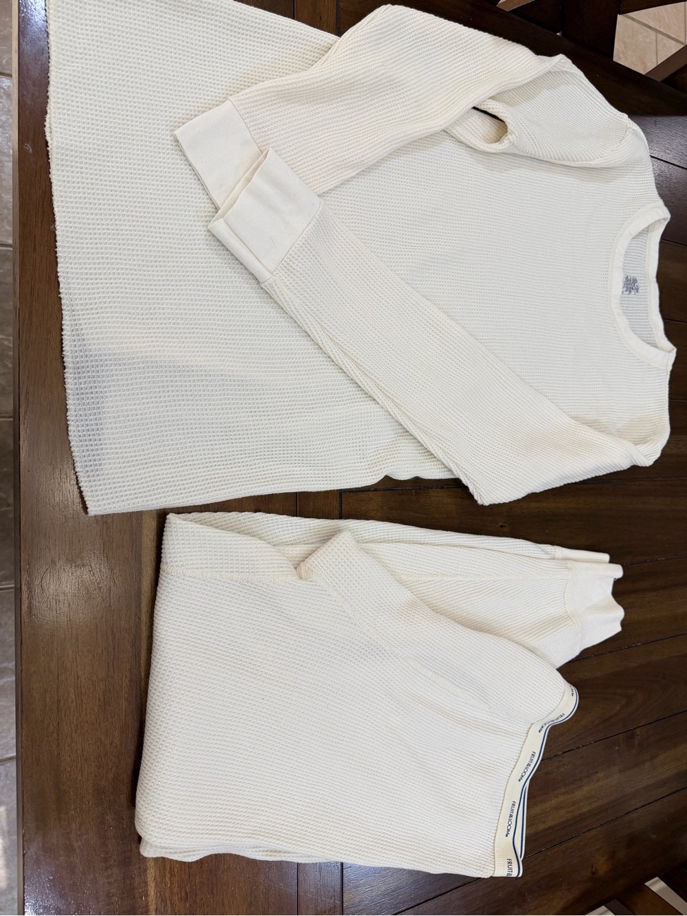 Fruit of the Loom Men’s Thermal Underwear Set Waffle Knit Cream XL NWOT